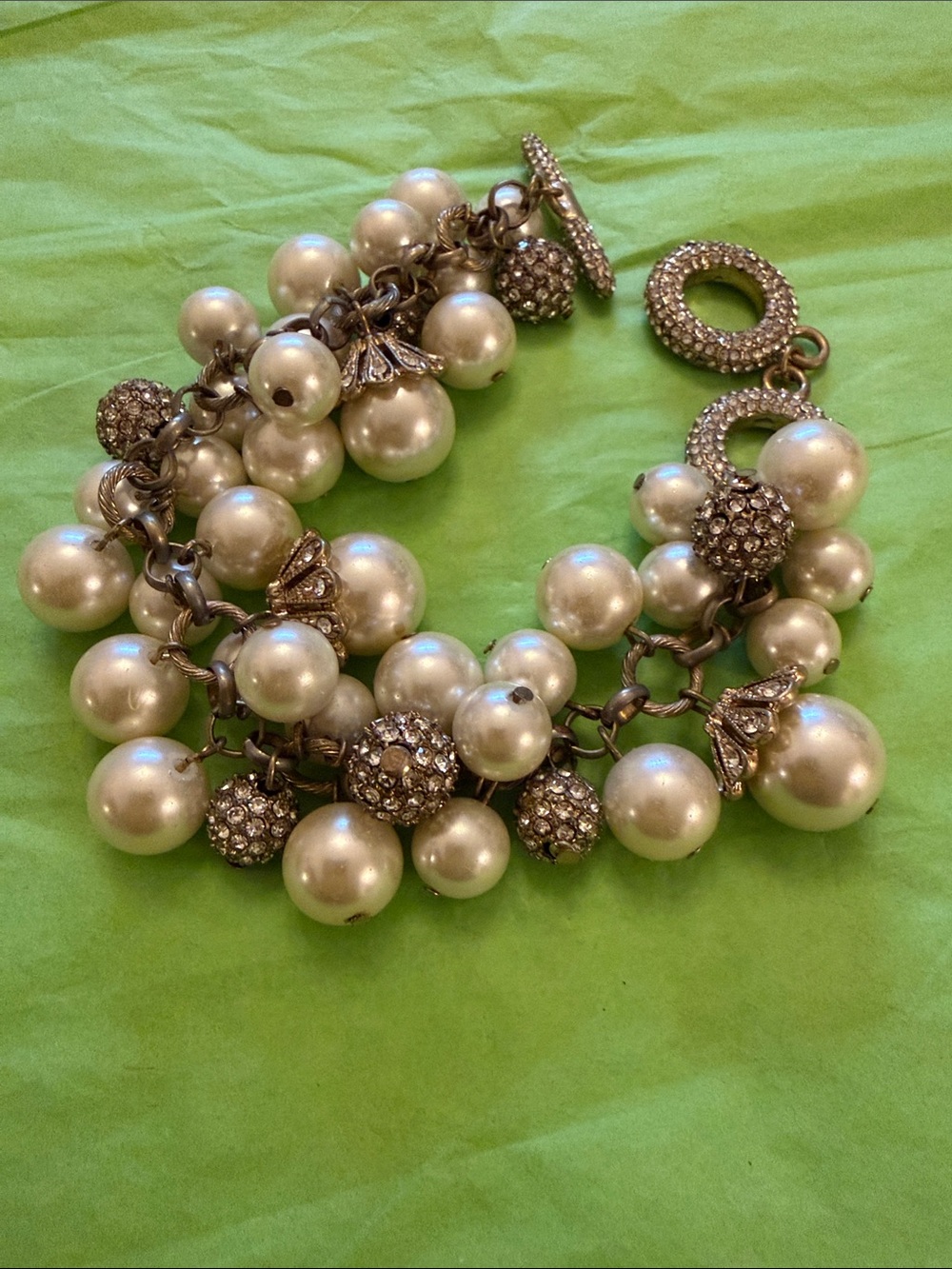 cezanne Pearl and Crystal Cluster Bracelet - White and Silver
